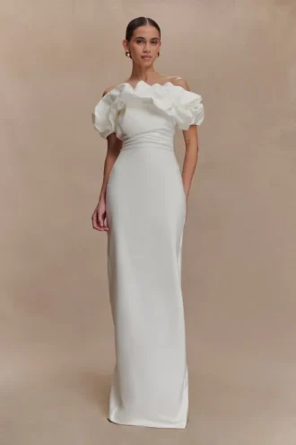 Sariya Sculptural Maxi Dress – White