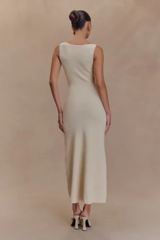 Sawyer Sleeveless Buttoned Maxi Dress – Ivory