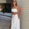 Scottie Gathered Linen Knot Maxi Skirt – Oat Marle