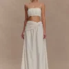 Scottie Gathered Linen Knot Maxi Skirt – Oat Marle