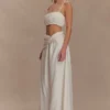 Scottie Gathered Linen Knot Maxi Skirt – Oat Marle
