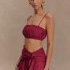 Scottie Shirred Linen Bandeau – Wine Scottie Shirred Linen Bandeau – Wine