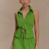 Scout Linen Belted Shorts – Green