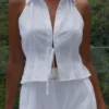 Scout Sleeveless Linen Shirt – White