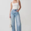 Sebastian Straight Leg Denim Jeans With Fray Hem – Washed Light Blue Sebastian Straight Leg Denim Jeans With Fray Hem – Washed Light Blue