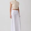Selma Curved Waist Midi Skirt – White