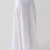 Selma Curved Waist Midi Skirt – White