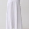 Selma Curved Waist Midi Skirt – White