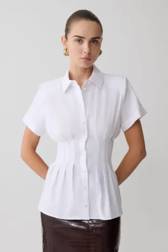Selma Short Sleeve Linen Shirt – White