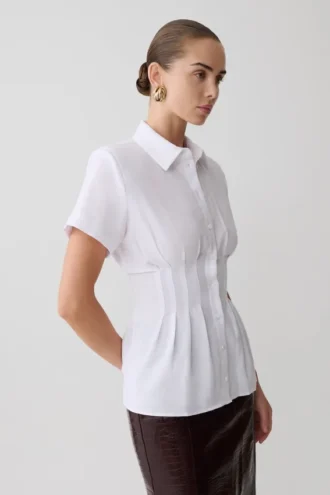 Selma Short Sleeve Linen Shirt – White