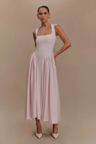Sharon Scuba Jersey Midi Dress – Ballet Pink