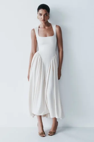 Sharon Scuba Jersey Midi Dress – Ivory