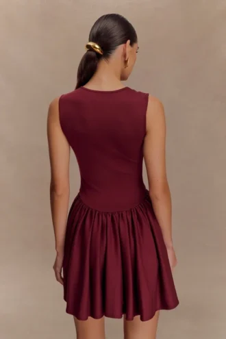 Sharon Scuba Jersey Mini Dress – Wine
