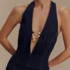 Shauna Denim Halter Midi Dress – Indigo Blue Shauna Denim Halter Midi Dress – Indigo Blue