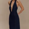 Shauna Denim Halter Midi Dress – Indigo Blue Shauna Denim Halter Midi Dress – Indigo Blue