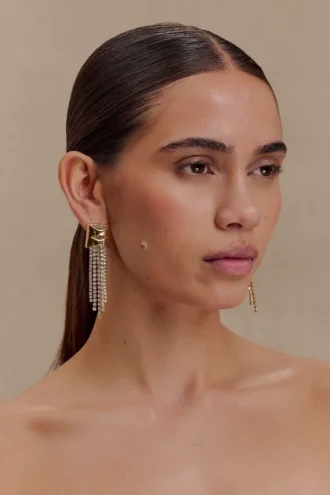 Shea Crystal Fringe Drop Earrings – Gold