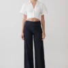 Sienna Flare Mid Rise Denim Jeans – Indigo Pinstripe Sienna Flare Mid Rise Denim Jeans – Indigo Pinstripe