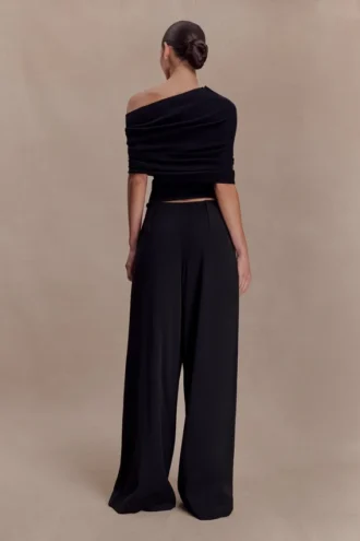 Sierra Asymmetrical Cashmere Blend Knit Top – Black