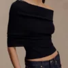 Sierra Asymmetrical Cashmere Blend Knit Top – Black