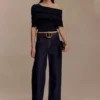 Sierra Asymmetrical Cashmere Blend Knit Top – Black
