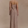 Silvana Chiffon Maxi Dress – Snake Check Print Mocha