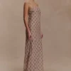 Silvana Chiffon Maxi Dress – Snake Check Print Mocha