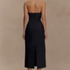 Simona Halter Neck Midi Dress – Black