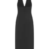 Simona Halter Neck Midi Dress – Black