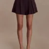 Simone Pleated Suiting Short – Dark Chocolate Simone Pleated Suiting Short – Dark Chocolate