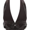 Siren Satin And Diamante Halter Top – Dark Chocolate