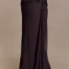 Siren Satin And Diamante Maxi Skirt – Dark Chocolate