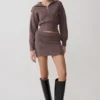 Skylaine Knit Mini Skirt – Brown Marle