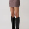 Skylaine Knit Mini Skirt – Brown Marle