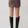 Skylaine Knit Mini Skirt – Brown Marle