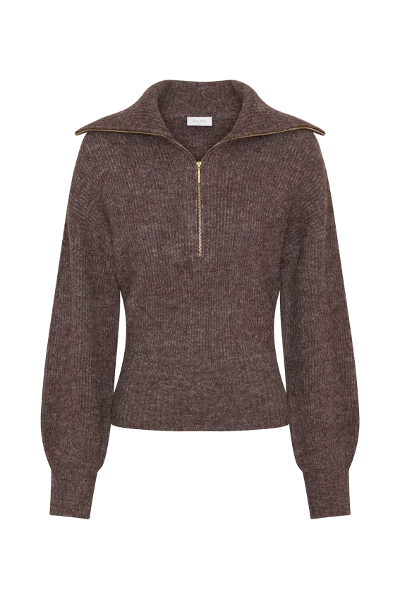 Skylaine Zip Knit Jumper – Brown Marle Skylaine Zip Knit Jumper – Brown Marle