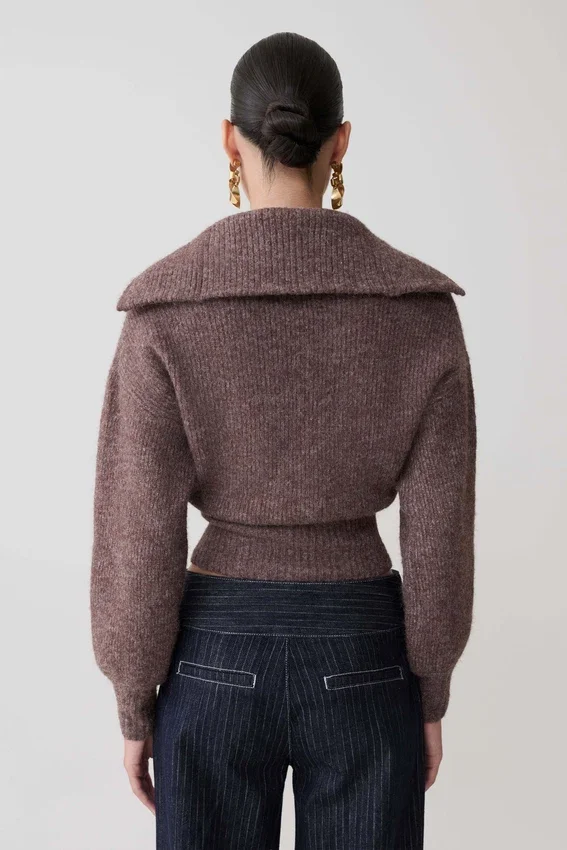 Skylaine Zip Knit Jumper – Brown Marle Skylaine Zip Knit Jumper – Brown Marle