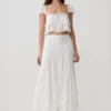Skylar Lace Panelled Midi Skirt – White