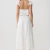 Skylar Lace Panelled Midi Skirt – White
