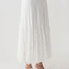 Skylar Lace Panelled Midi Skirt – White