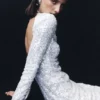 Sofia Long Sleeve Sequin Maxi Dress – White Sofia Long Sleeve Sequin Maxi Dress – White