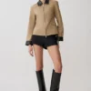 Solange Zip Up Collared Jacket – Natural