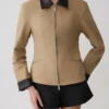 Solange Zip Up Collared Jacket – Natural