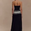 Solaris Strapless Contrast Knit Maxi Dress – Black/White