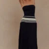 Solaris Strapless Contrast Knit Maxi Dress – Black/White