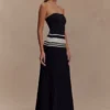 Solaris Strapless Contrast Knit Maxi Dress – Black/White