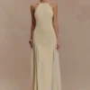 Soleil Knit And Mesh Halter Maxi Dress – Cream Soleil Knit And Mesh Halter Maxi Dress – Cream