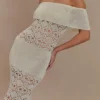 Solstice Off Shoulder Crochet Knit Maxi Dress – Ivory Solstice Off Shoulder Crochet Knit Maxi Dress – Ivory