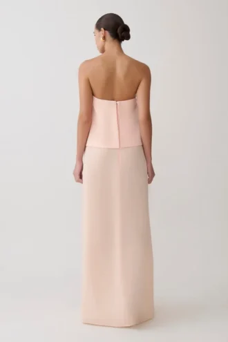 Sophia Satin Strapless Maxi Dress – Peach