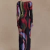 Soraya Long Sleeve Mesh Maxi Dress – Multi Fluid Reverie Print