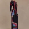 Soraya Long Sleeve Mesh Maxi Dress – Multi Fluid Reverie Print